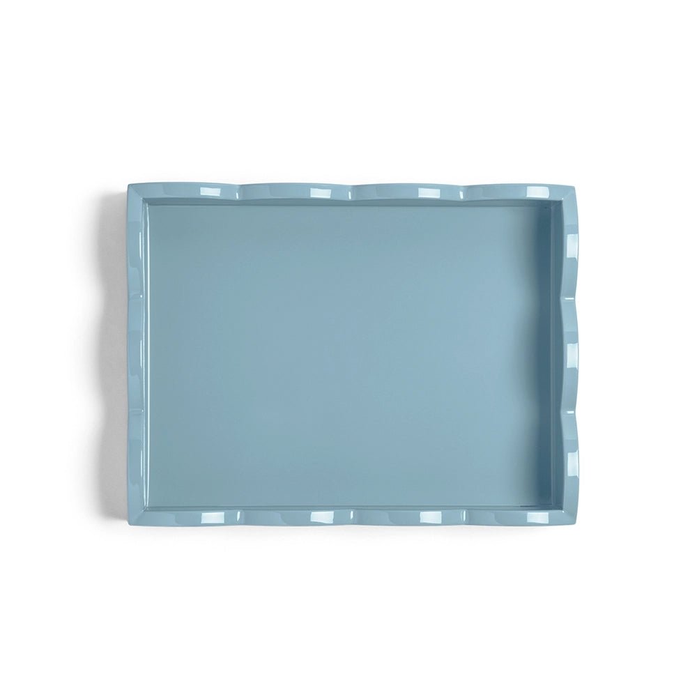 Orange & Chambray Lacquered Scallop Small Two - Tone Tray - Addison Ross Ltd UK