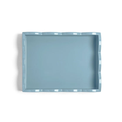 Orange & Chambray Lacquered Scallop Small Two - Tone Tray - Addison Ross Ltd UK