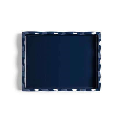 Pale Denim & Navy Lacquered Scallop Small Two - Tone Tray - Addison Ross Ltd UK