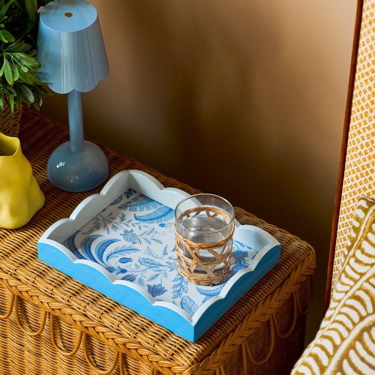Palm Beach Blue Lacquered Scallop Small Tray - Addison Ross Ltd UK