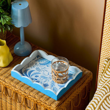 Palm Beach Blue Lacquered Scallop Small Tray - Addison Ross Ltd UK