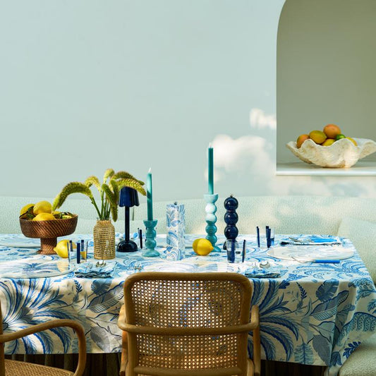 Palm Beach Blue Linen Tablecloth - Addison Ross Ltd UK