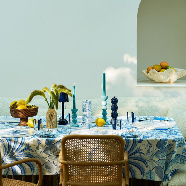 Palm Beach Blue Linen Tablecloth - Addison Ross Ltd UK