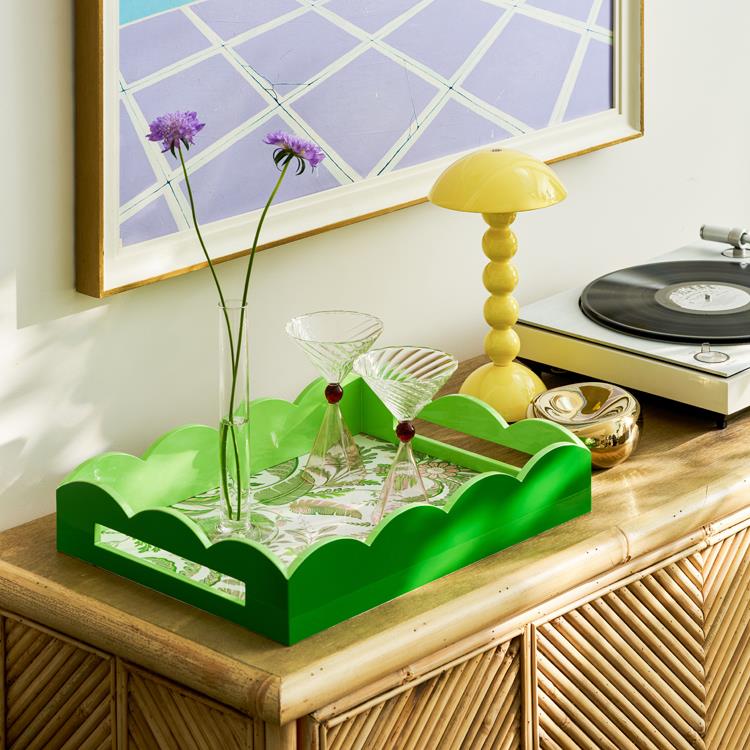 Palm Beach Green Lacquered Scallop Medium Tray - Addison Ross Ltd UK