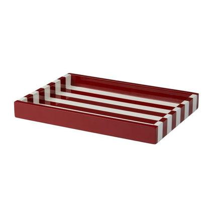 Striped Tray Burgundy Small 28 x 20 x 3cm Lacquer - Addison Ross Ltd UK