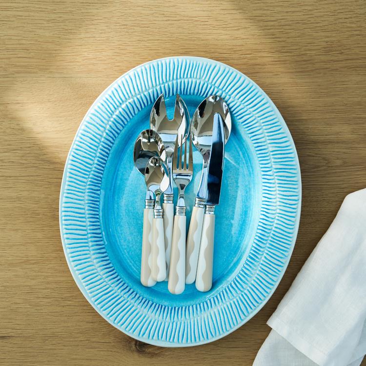 Wave Cutlery - Cappuccino & White (16‑Piece Set) - Addison Ross Ltd UK