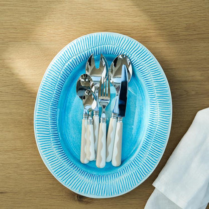 Wave Cutlery - Cappuccino & White (16‑Piece Set) - Addison Ross Ltd UK
