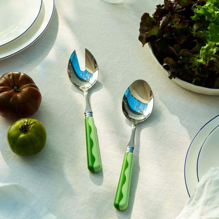 Wave Salad Servers - Leaf & Apple Green (2‑Piece Set) - Addison Ross Ltd UK