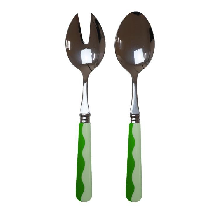Wave Salad Servers - Leaf & Apple Green (2‑Piece Set) - Addison Ross Ltd UK