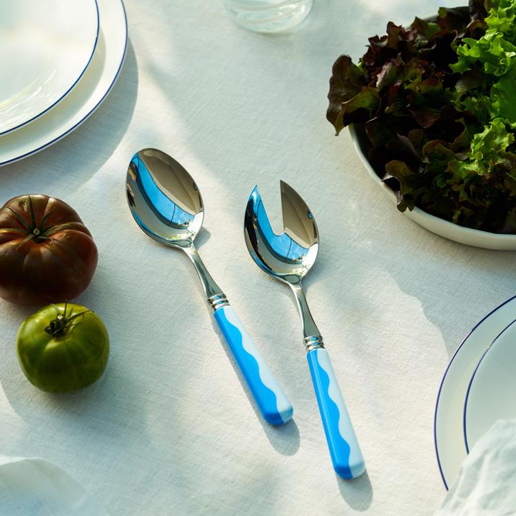 Wave Salad Servers - Periwinkle & Blue (2‑Piece Set) - Addison Ross Ltd UK