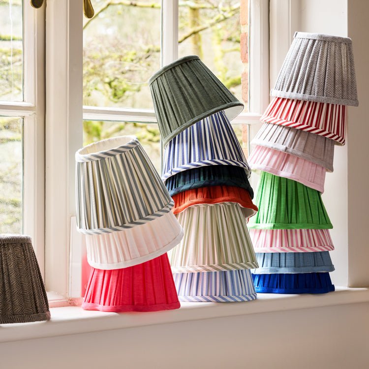 Periwinkle Blue Striped Lampshade - Blue & White Pleated – Addison