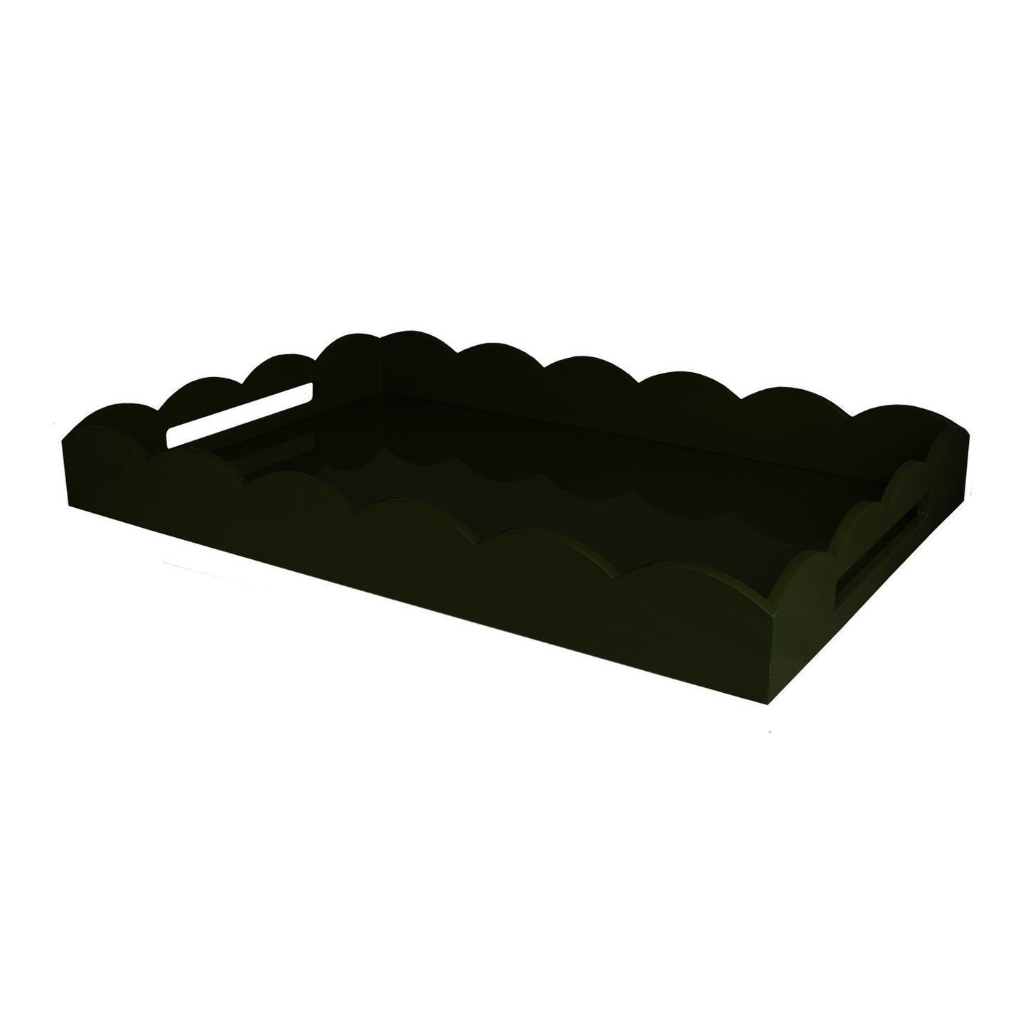 Black Large Lacquered Scallop Ottoman Tray - Addison Ross Ltd UK