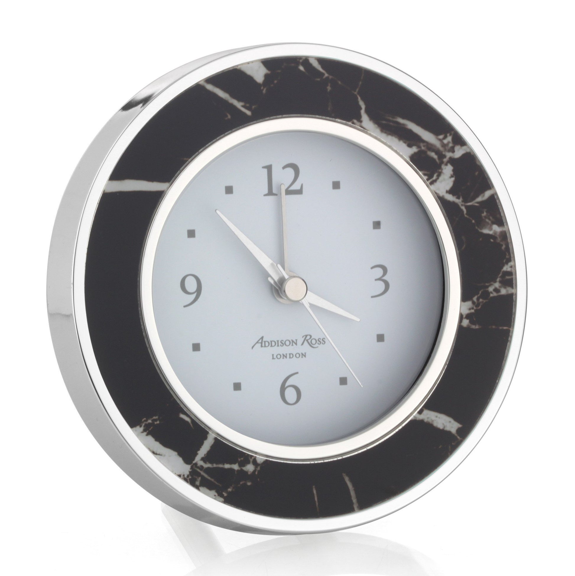 Black Marble Silver Alarm Clock - Addison Ross Ltd UK