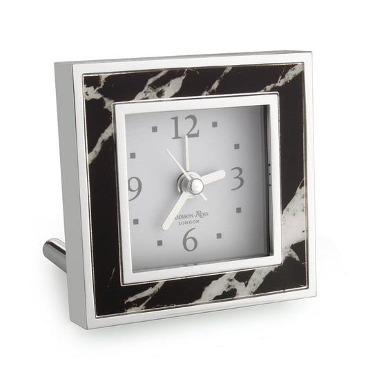 Black Marble Square Alarm Clock - Addison Ross Ltd UK
