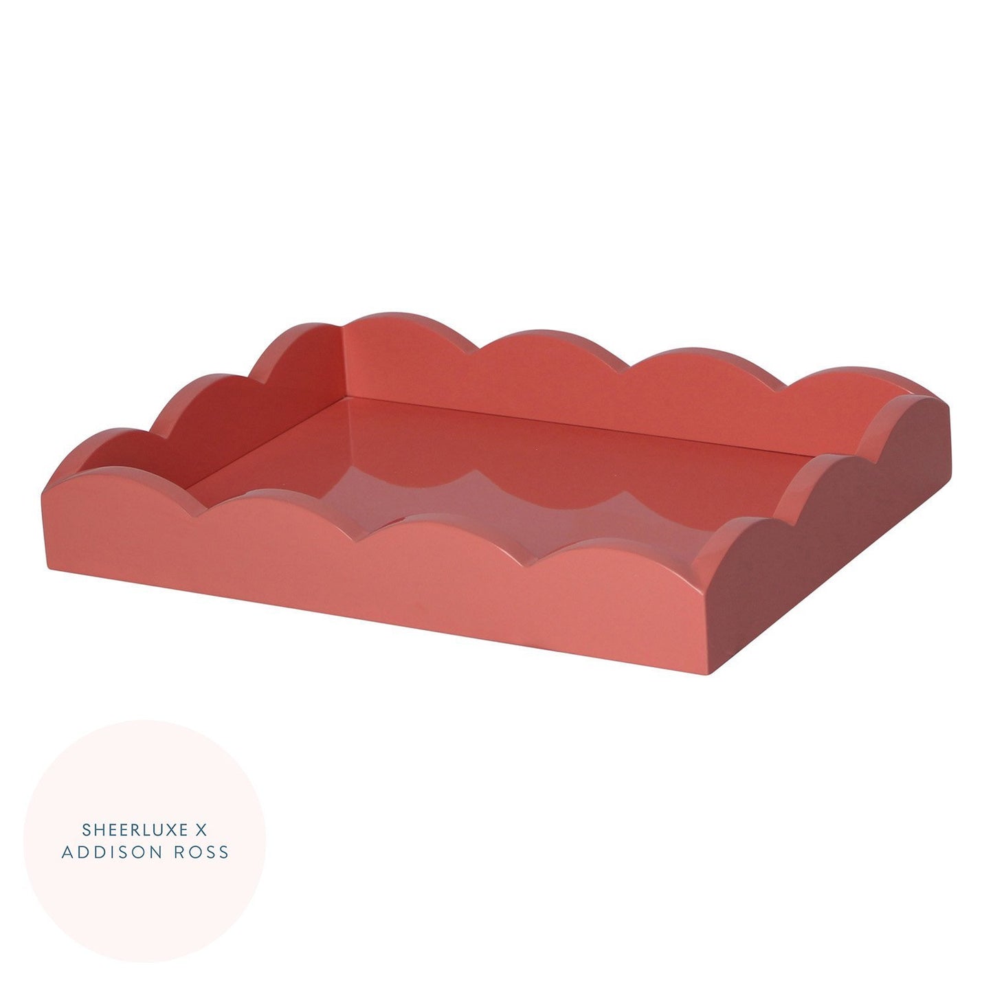 Coral Pink Small Lacquered Scalloped Tray - Limited Edition - Addison Ross Ltd UK