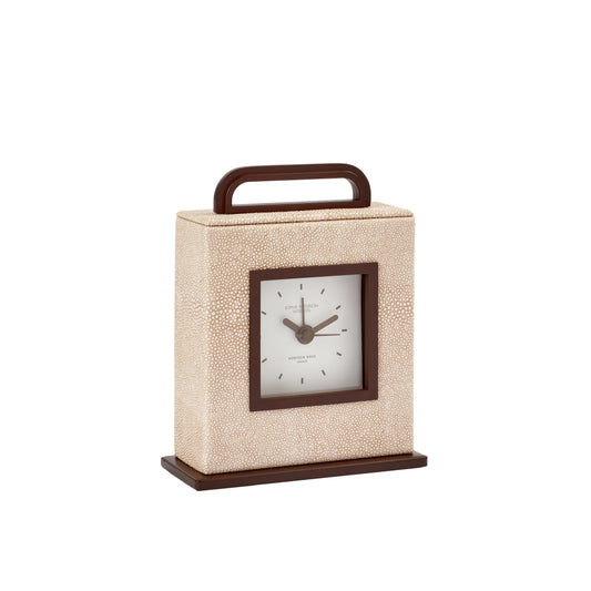 Ecru Faux Shagreen Carriage Clock - Addison Ross Ltd UK