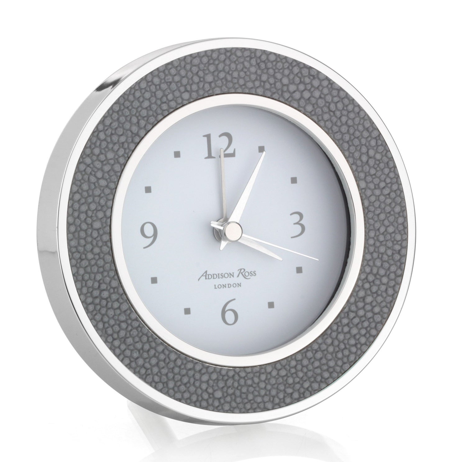 Grey Shagreen Silver Alarm Clock - Addison Ross Ltd UK