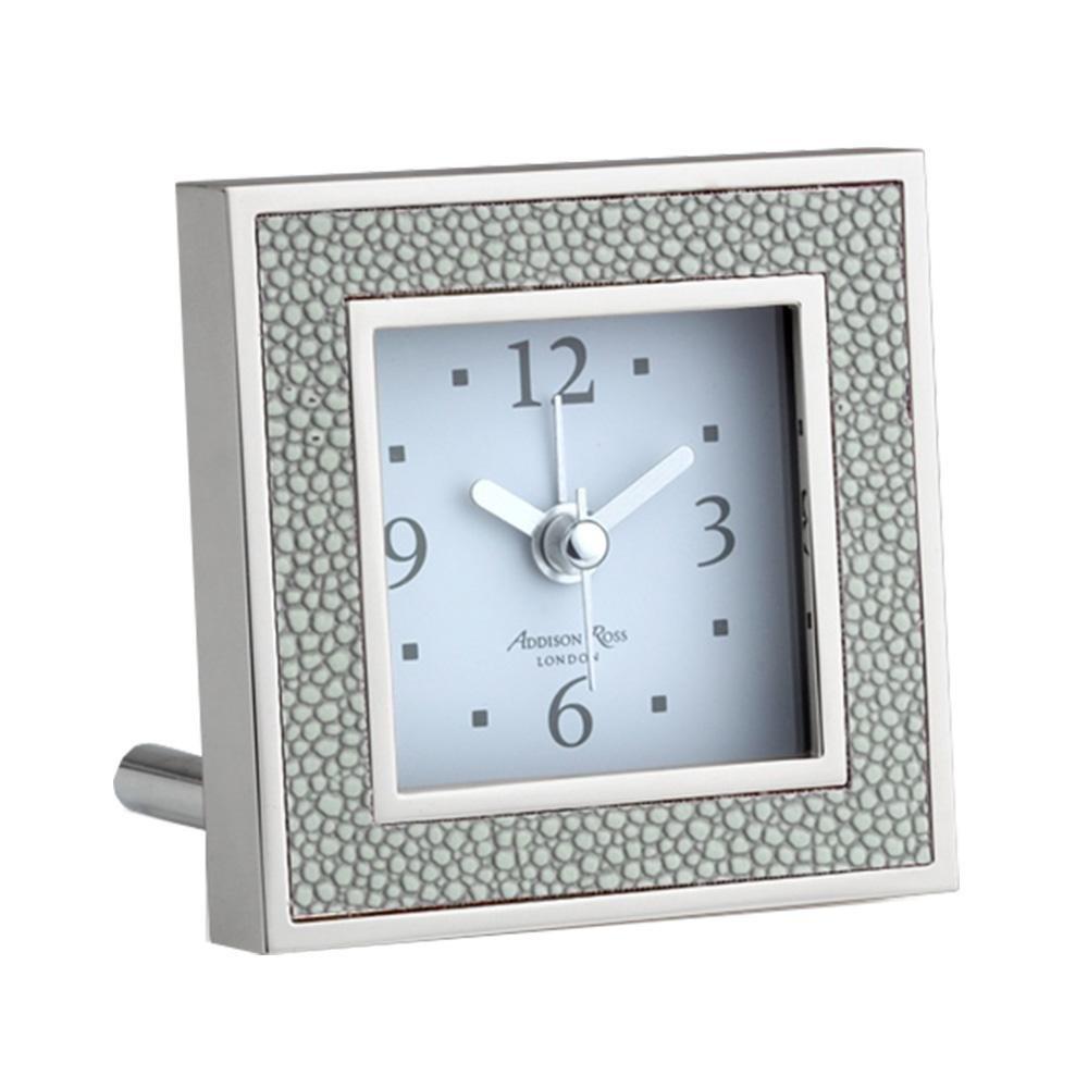 Grey Shagreen Square Silent Alarm Clock - Addison Ross Ltd UK
