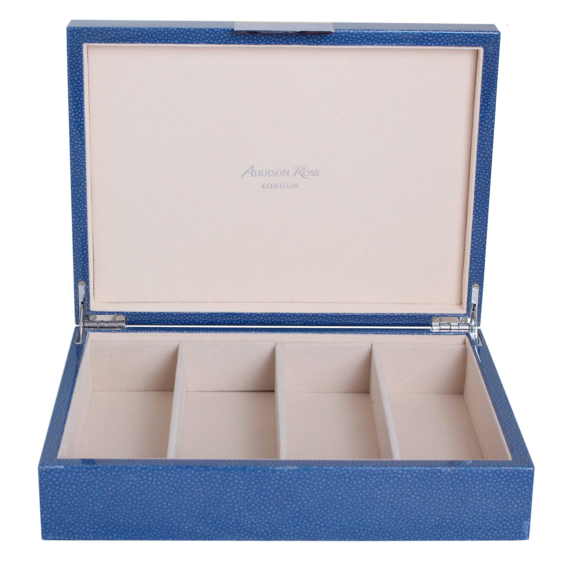 Large Blue Shagreen & Silver Glasses Box - Addison Ross Ltd UK