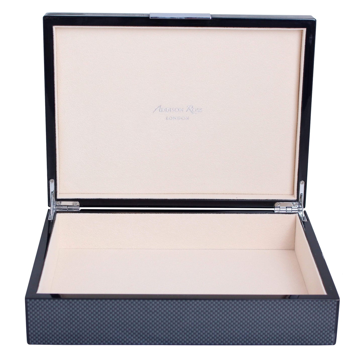 Large Carbon Fibre Lacquer Box with Silver - Addison Ross Ltd UK