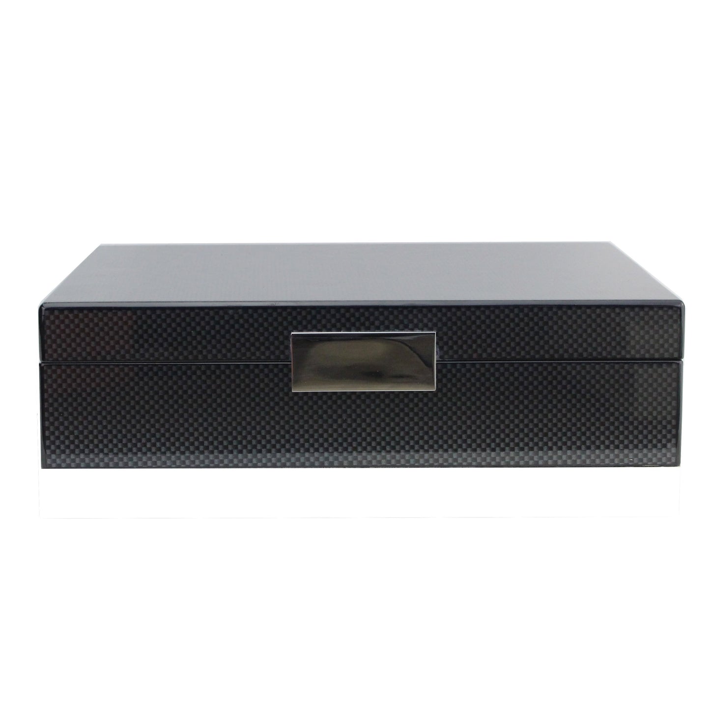 Large Carbon Fibre Lacquer Box with Silver - Addison Ross Ltd UK