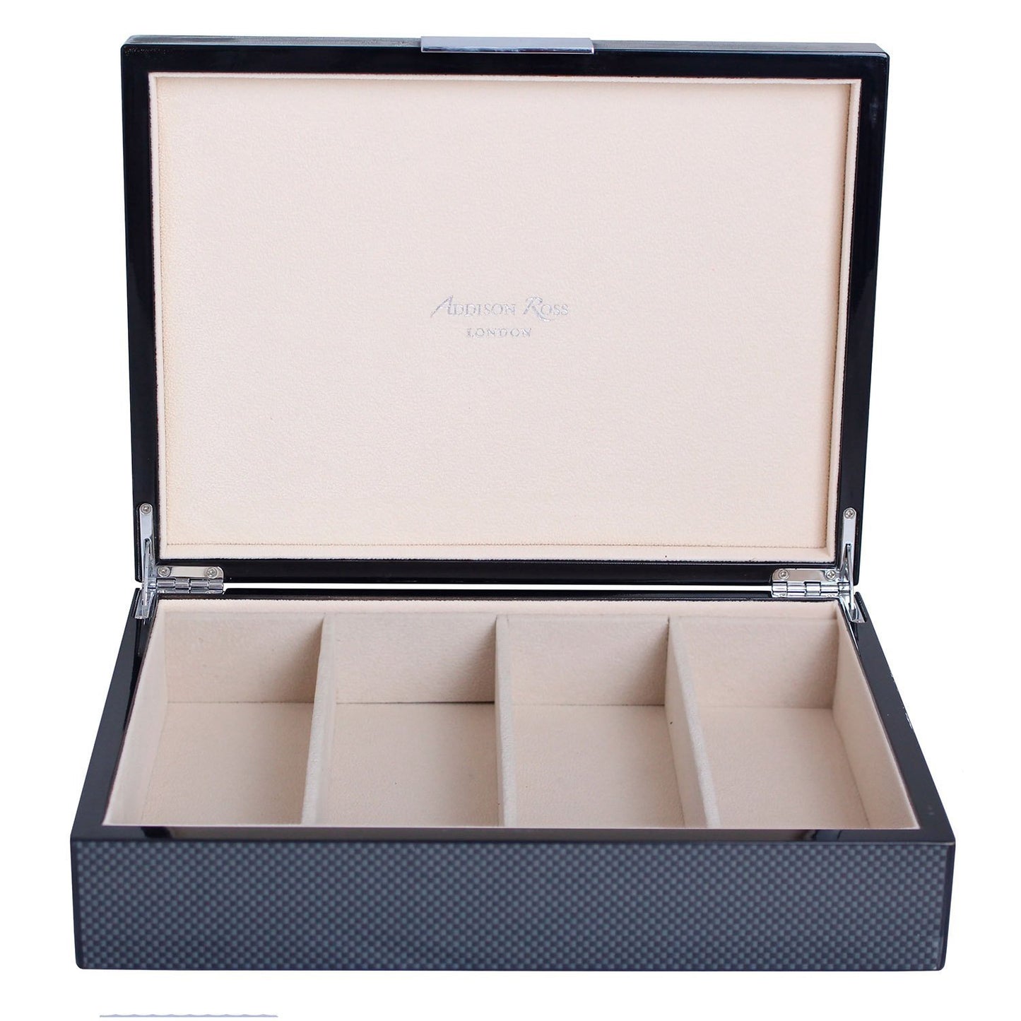 Large Carbon Fibre & Silver Glasses Box - Addison Ross Ltd UK