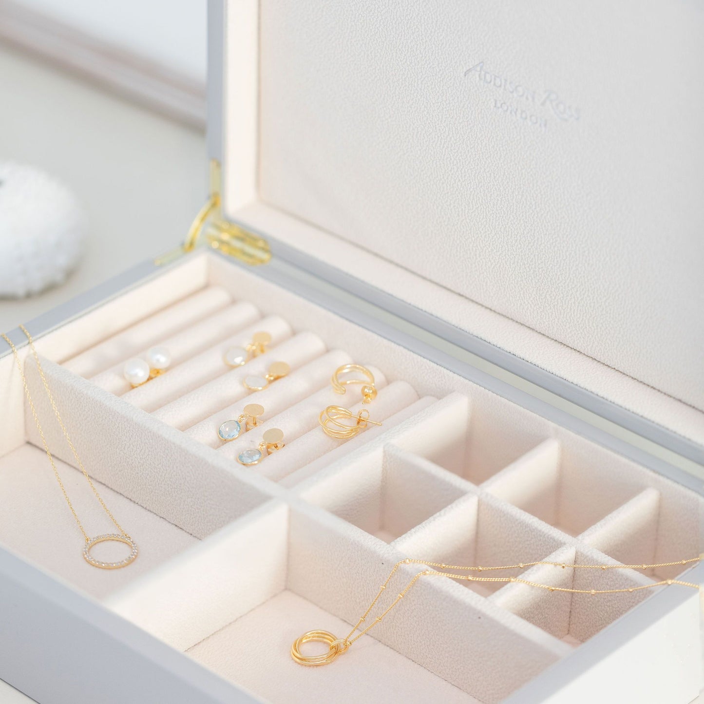 Large Chiffon Jewellery Box with Gold - Addison Ross Ltd UK