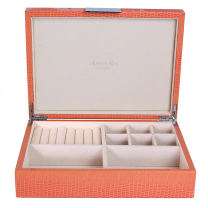Large Orange Croc Jewellery Box with Silver - Addison Ross Ltd UK