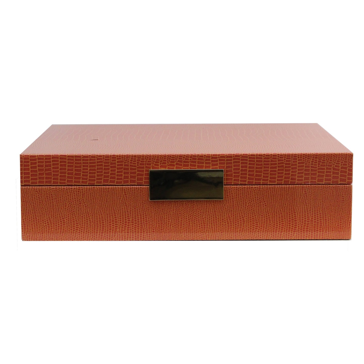 Large Orange Croc Lacquer Box with Gold - Addison Ross Ltd UK