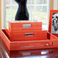 Large Orange Croc Lacquer Box with Silver - Addison Ross Ltd UK