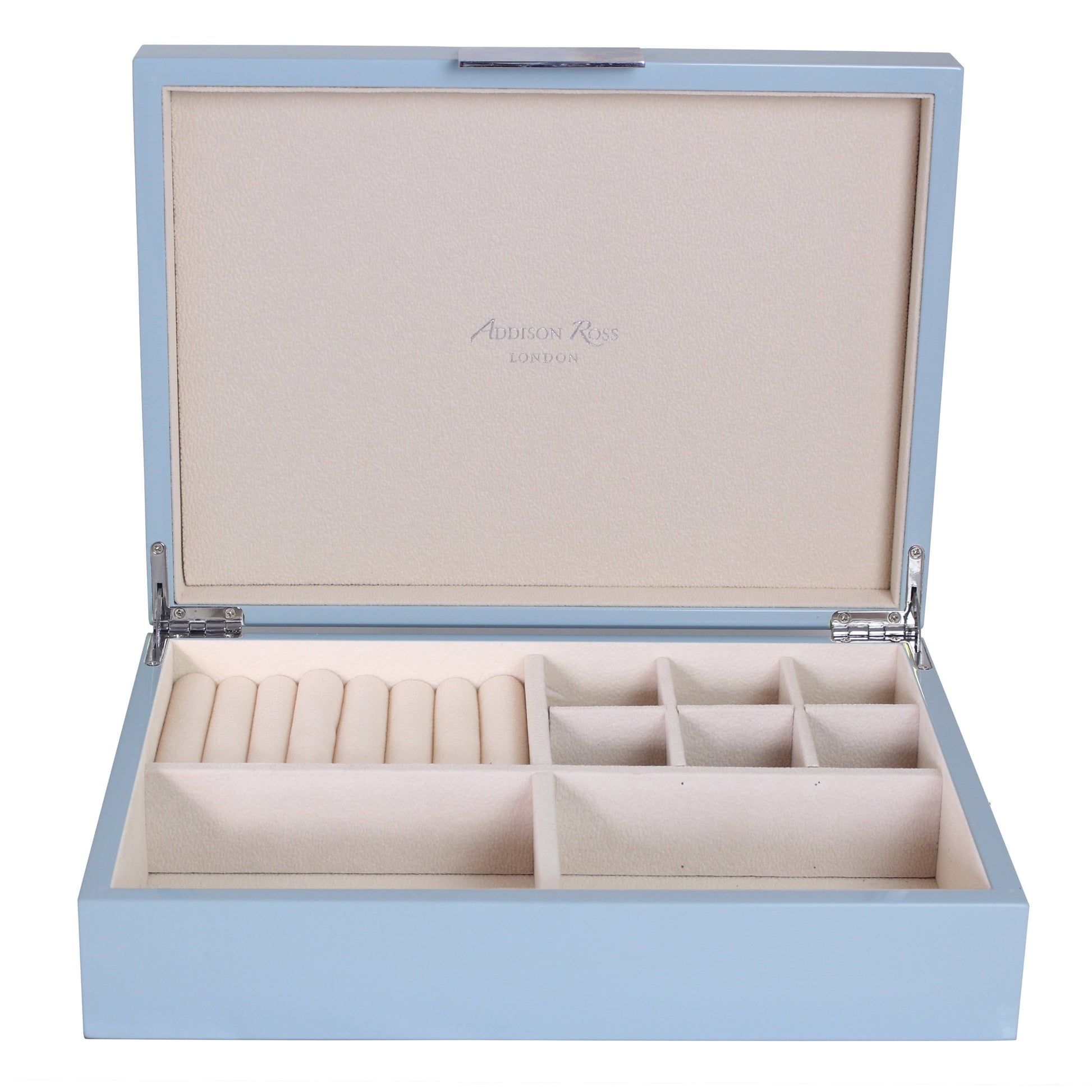 Large Pale Denim & Silver Jewellery Box - Addison Ross Ltd UK