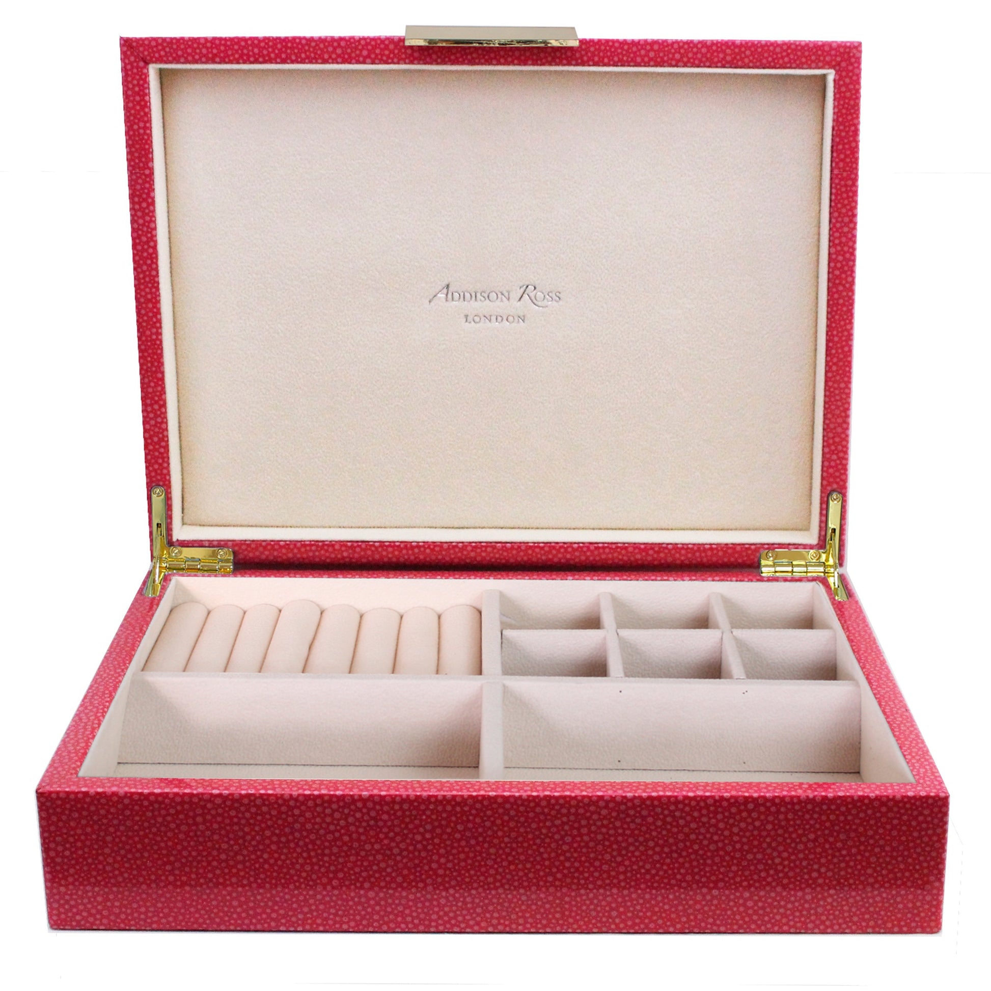 Large Pink Shagreen Jewellery Box with Gold - Addison Ross Ltd UK