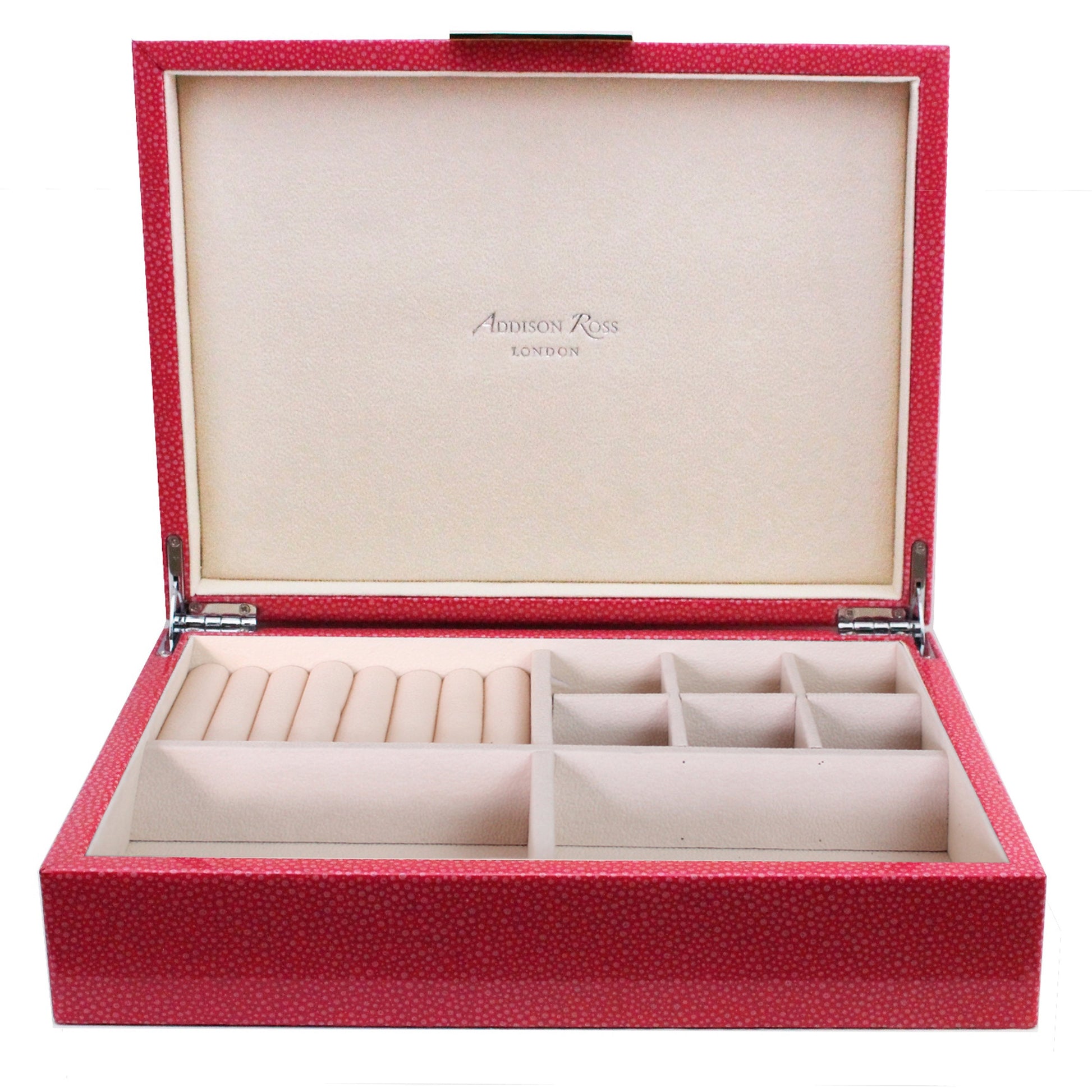 Large Pink Shagreen Jewellery Box with Silver - Addison Ross Ltd UK