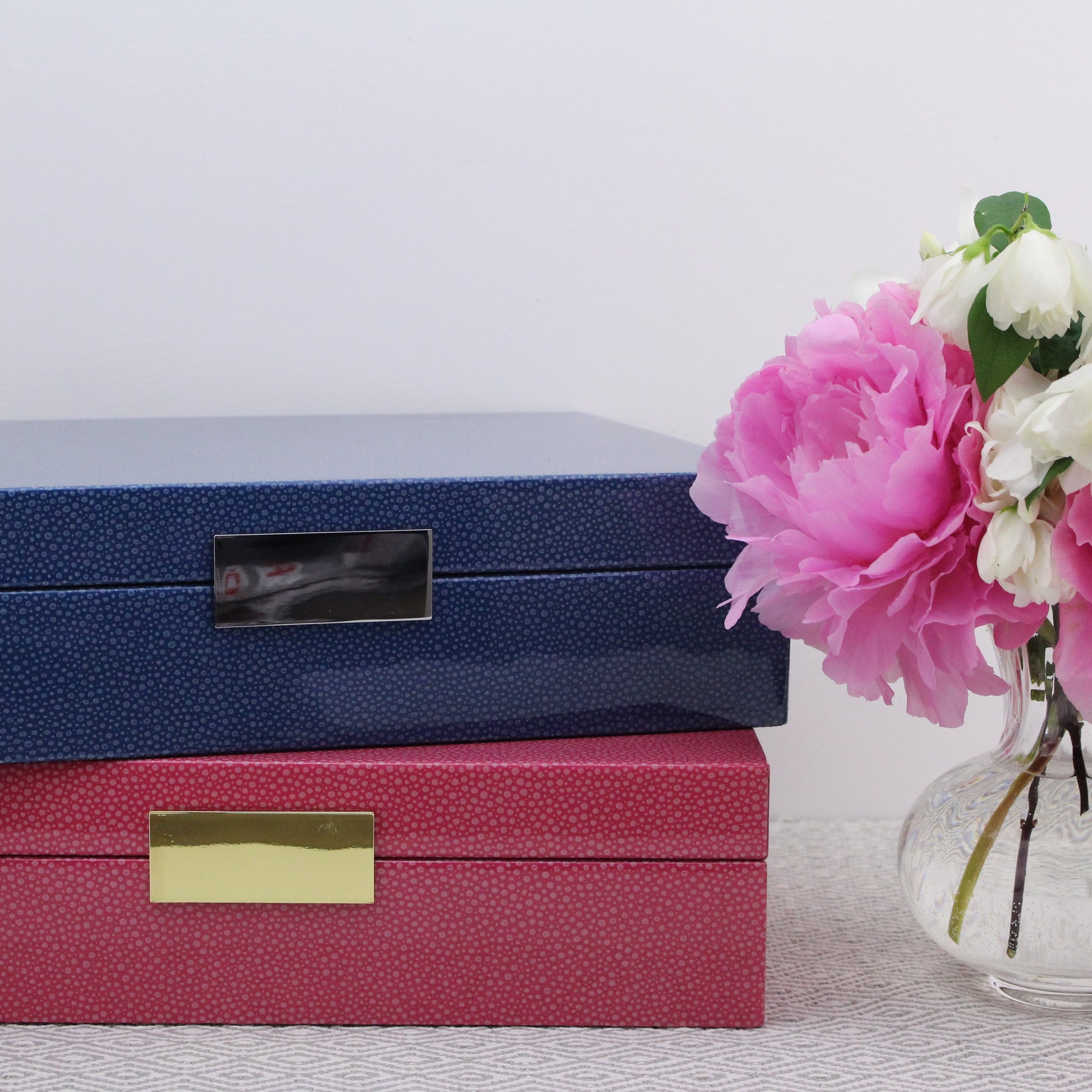 Large Pink Shagreen Lacquer Box with Gold - Addison Ross Ltd UK