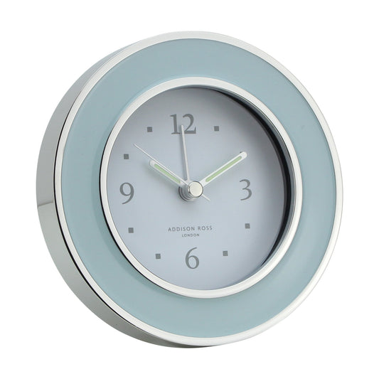 Light Blue & Silver Silent Alarm Clock - Addison Ross Ltd UK