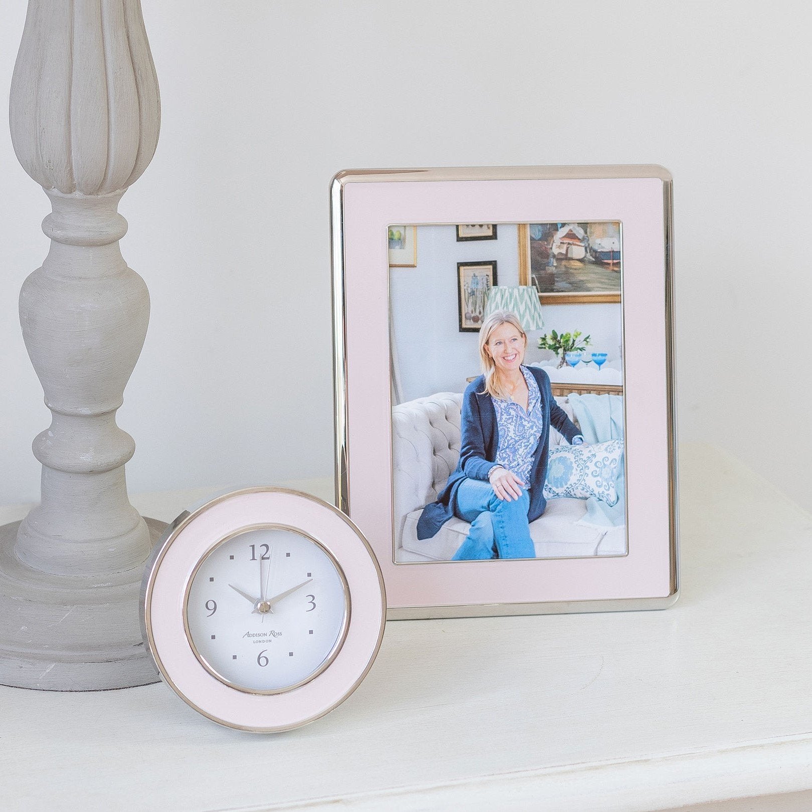 Light Pink & Silver Silent Alarm Clock - Addison Ross Ltd UK