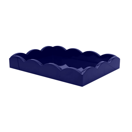 Navy Small Lacquered Scalloped Tray - Addison Ross Ltd UK