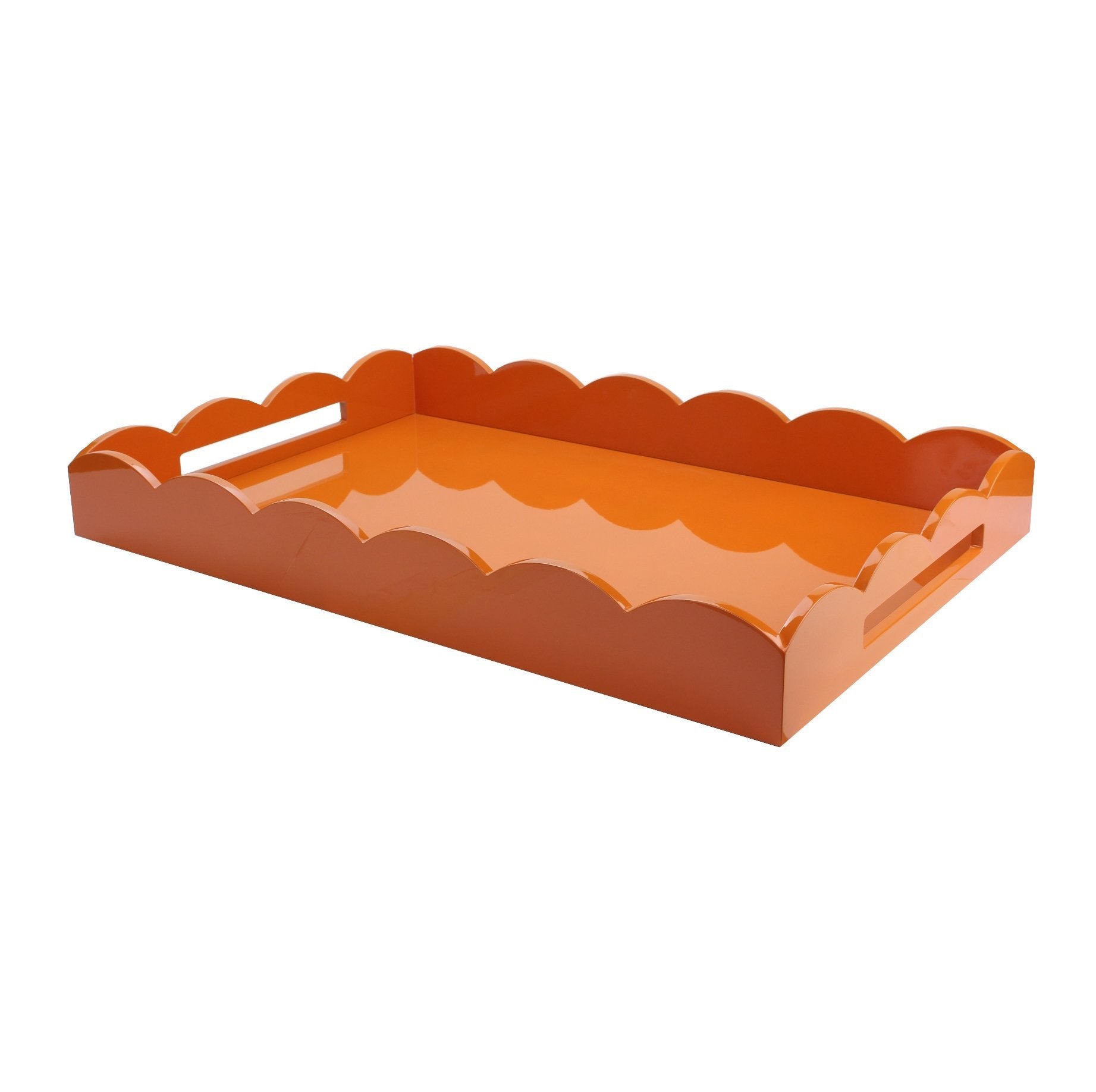 Orange Large Lacquered Scallop Ottoman Tray - Addison Ross Ltd UK