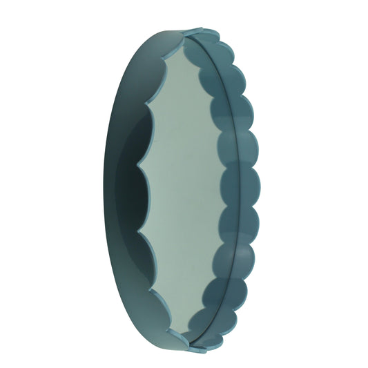 Pale Denim Blue Medium Scallop Round Mirror - Addison Ross Ltd UK