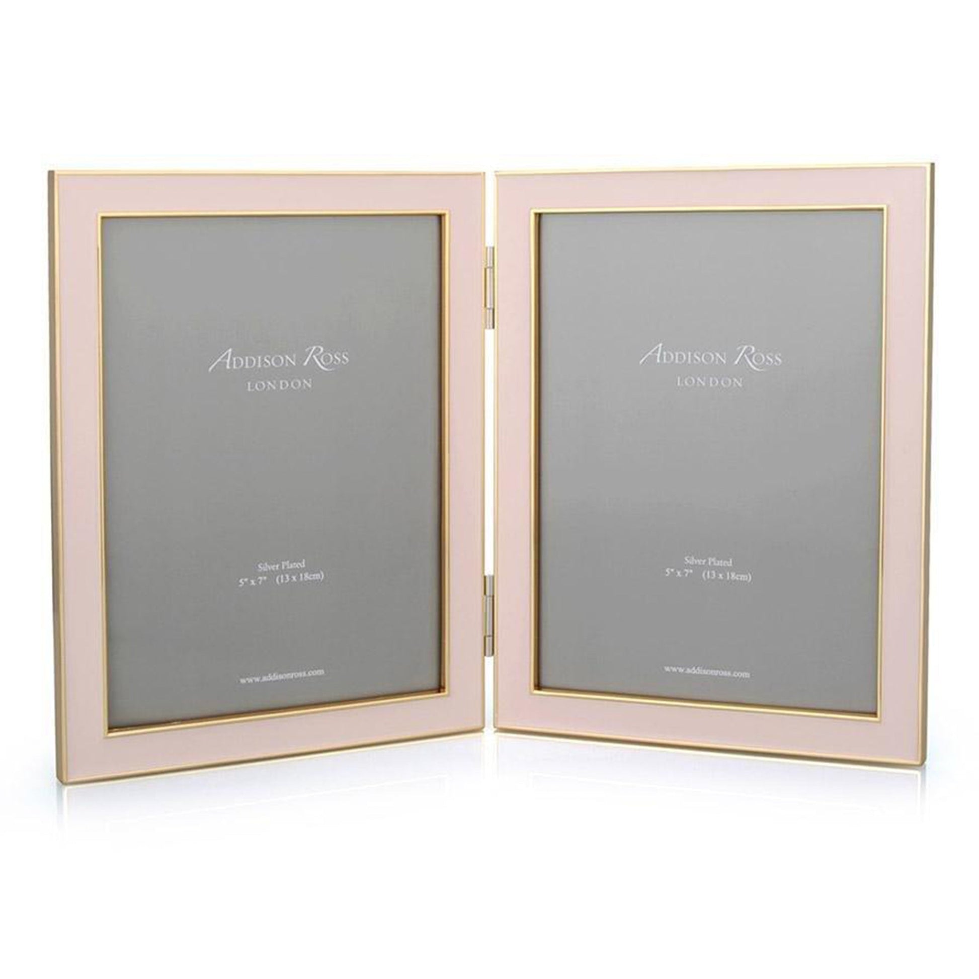 Pale Pink Enamel & Gold Double Frame - Addison Ross Ltd UK