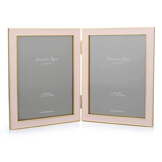 Pale Pink Enamel & Gold Double Frame - Addison Ross Ltd UK