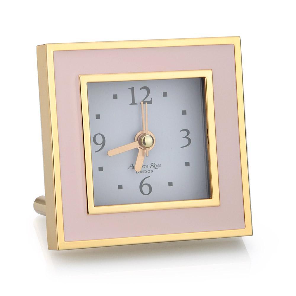 Pale Pink & Gold Square Silent Alarm Clock - Addison Ross Ltd UK