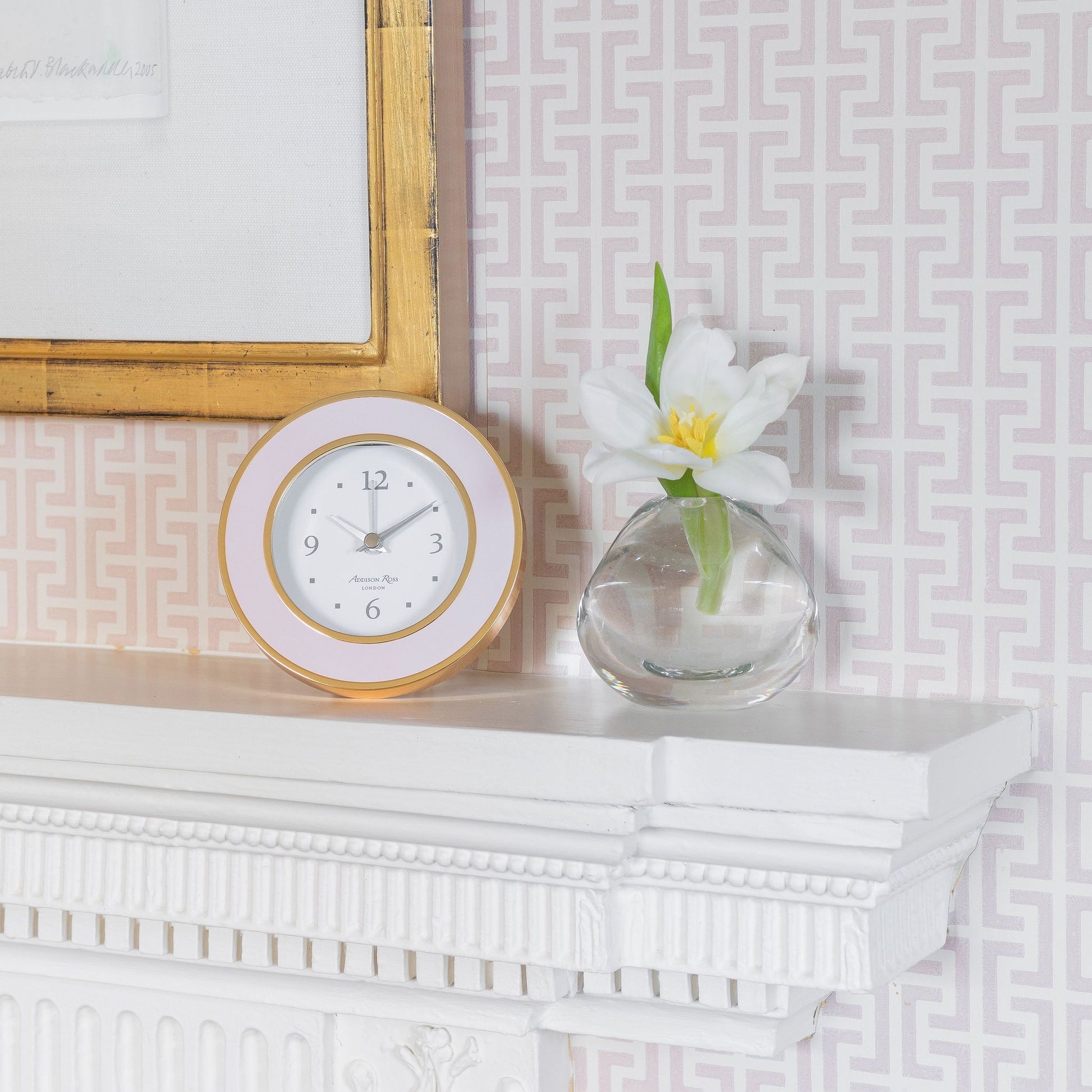Pastel Pink & Gold Silent Alarm Clock - Addison Ross Ltd UK