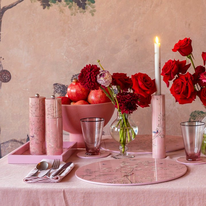 Pink Chinoiserie Candlestick - Addison Ross Ltd UK