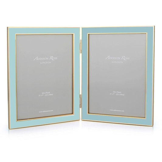Powder Blue Enamel & Gold Double Frame - Addison Ross Ltd UK
