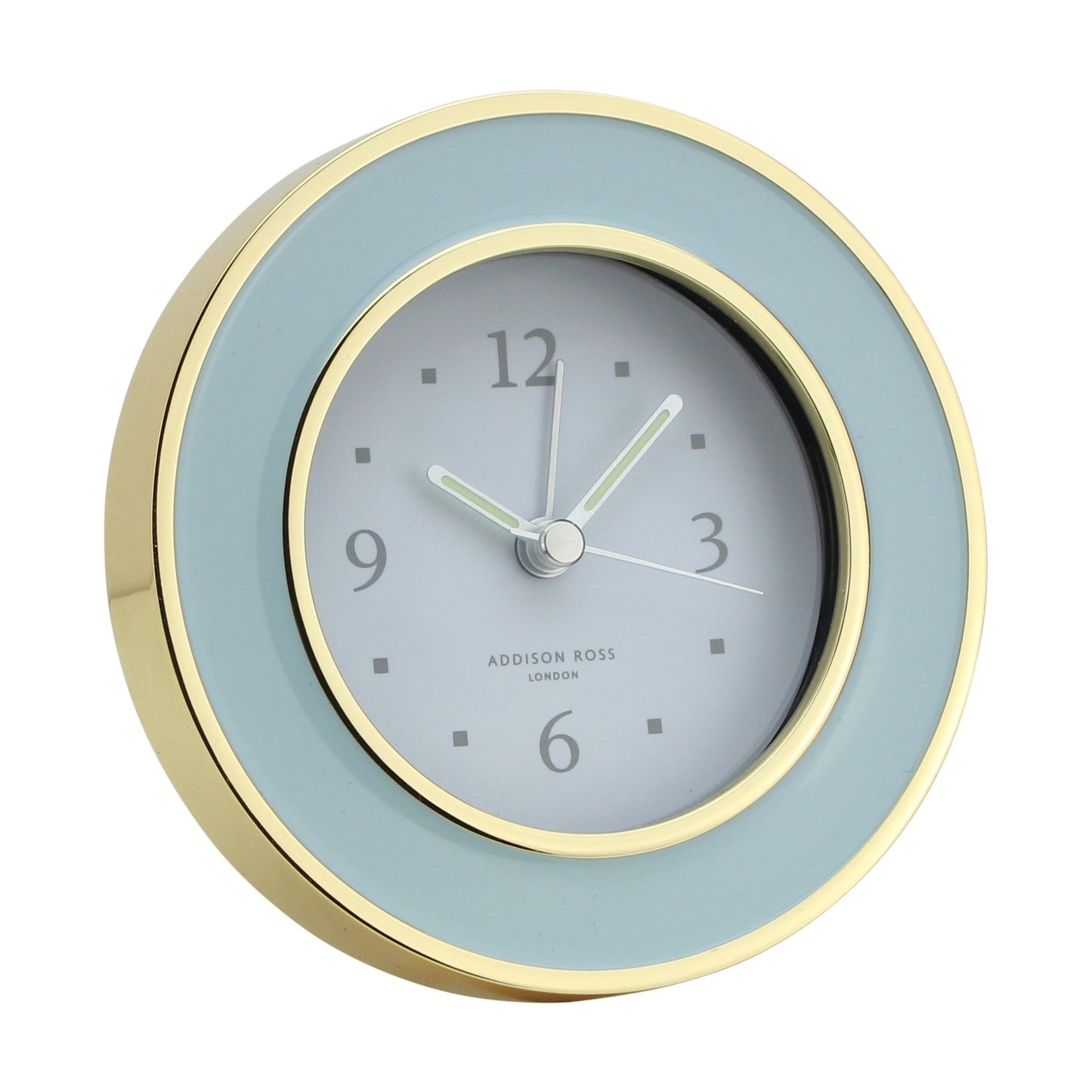 Powder Blue & Gold Silent Alarm Clock - Addison Ross Ltd UK
