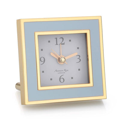 Powder Blue & Gold Square Silent Alarm Clock - Addison Ross Ltd UK
