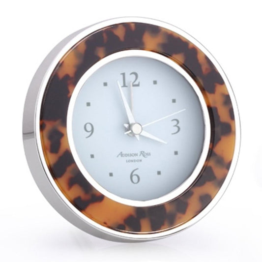 Tortoiseshell & Silver Silent Alarm Clock - Addison Ross Ltd UK