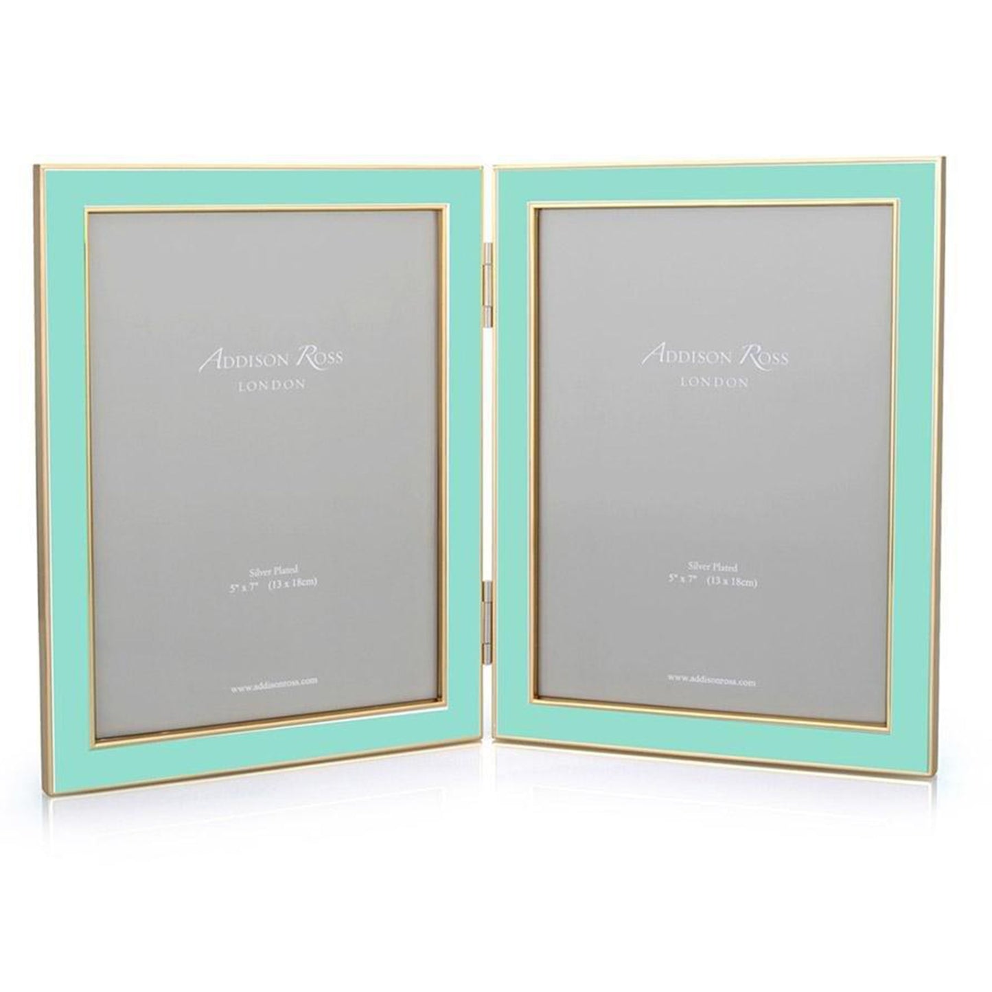 Turquoise Blue Enamel & Gold Double Frame - Addison Ross Ltd UK