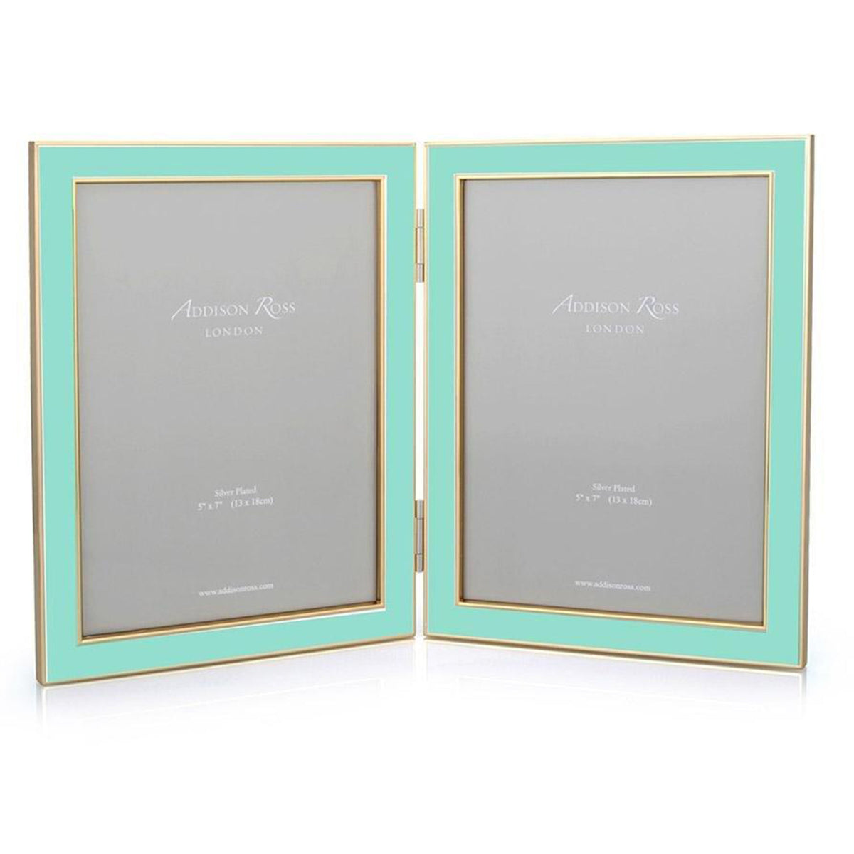 Turquoise Enamel & Gold Double Frame
